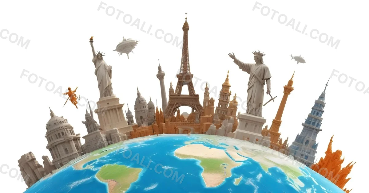 World Monuments On Top Of The World White Background 22 B805