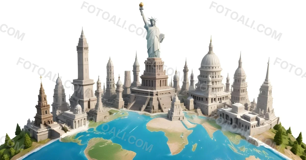 World Monuments On Top Of The World White Background 24 0ffc