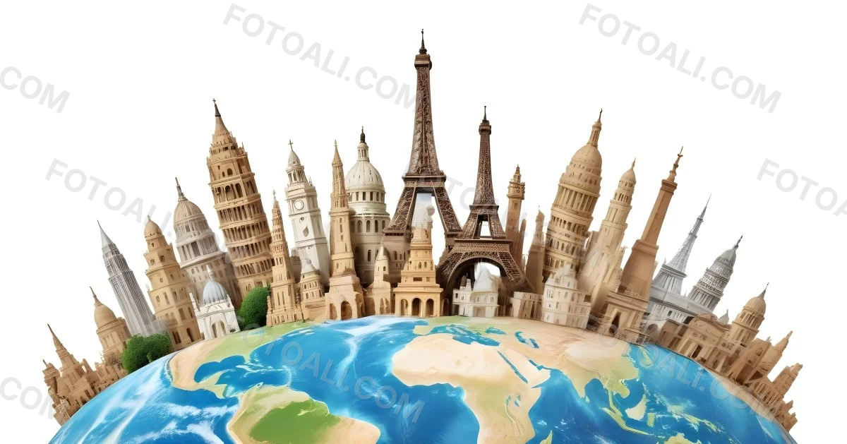 World Monuments On Top Of The World White Background 25 2536
