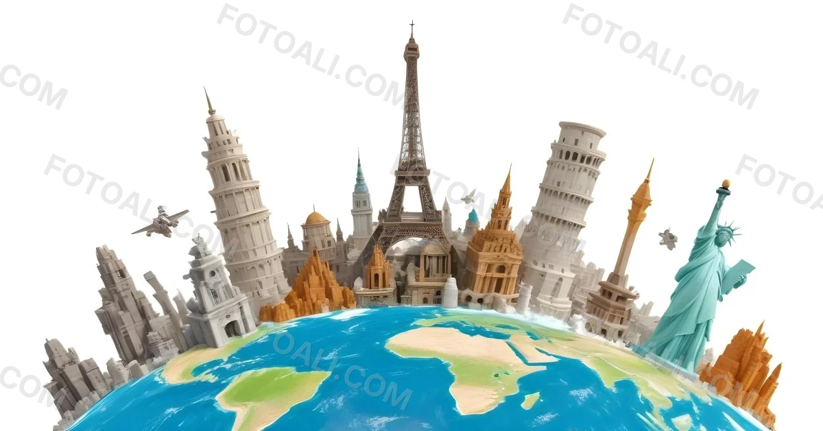 World Monuments On Top Of The World White Background 30 C609