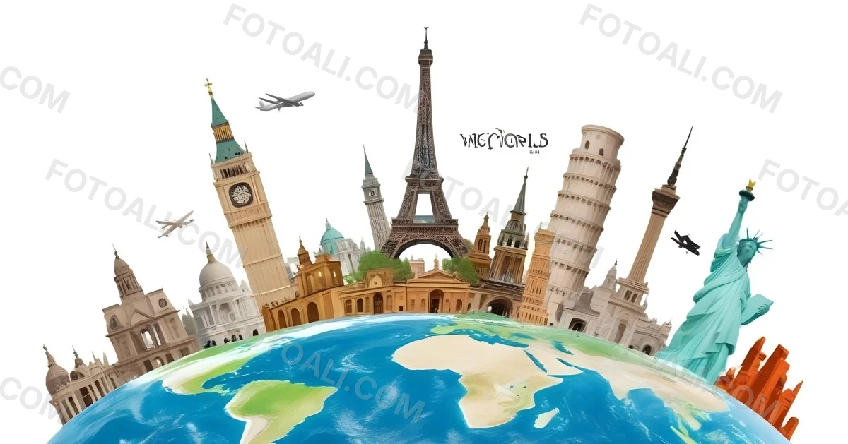 World Monuments On Top Of The World White Background 40 Efb3
