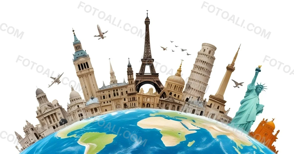 World Monuments On Top Of The World White Background 5 42ed