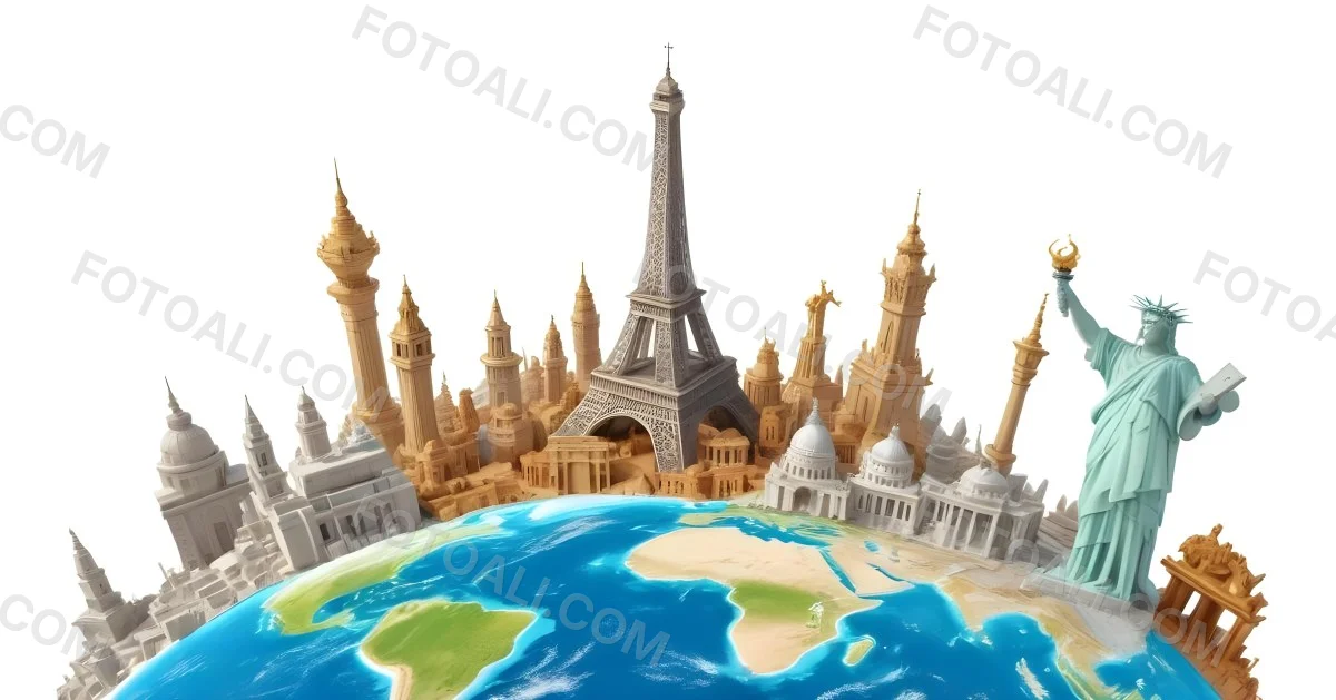 World Monuments On Top Of The World White Background 8 A092