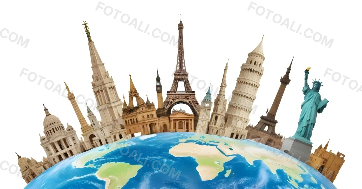 World Monuments On Top Of The World White Background 9 9440