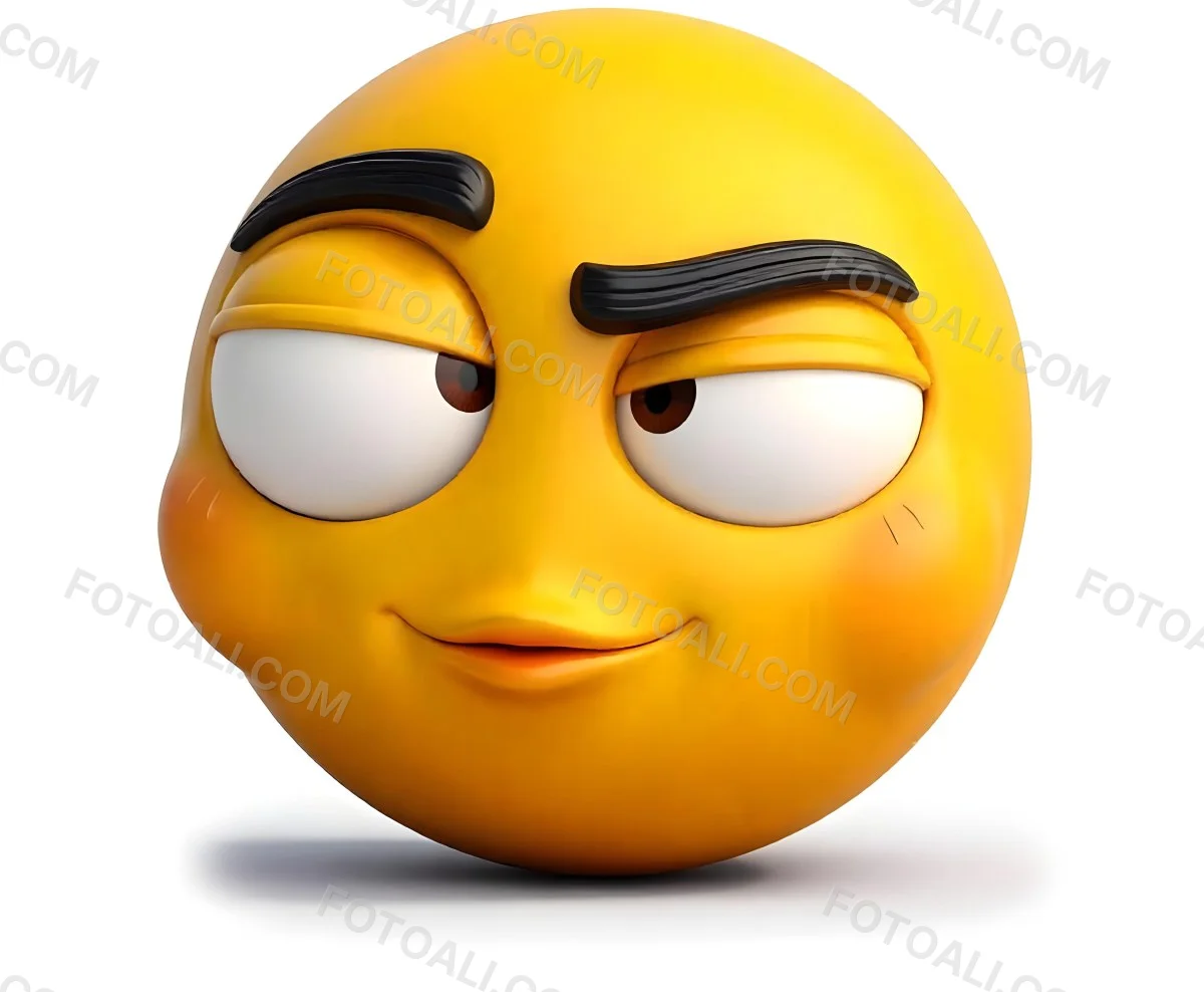 Yellow Emoji With Big Eyes And Thick Eyebrows Looking To The Left Small Mouth White Background 8 3fb8