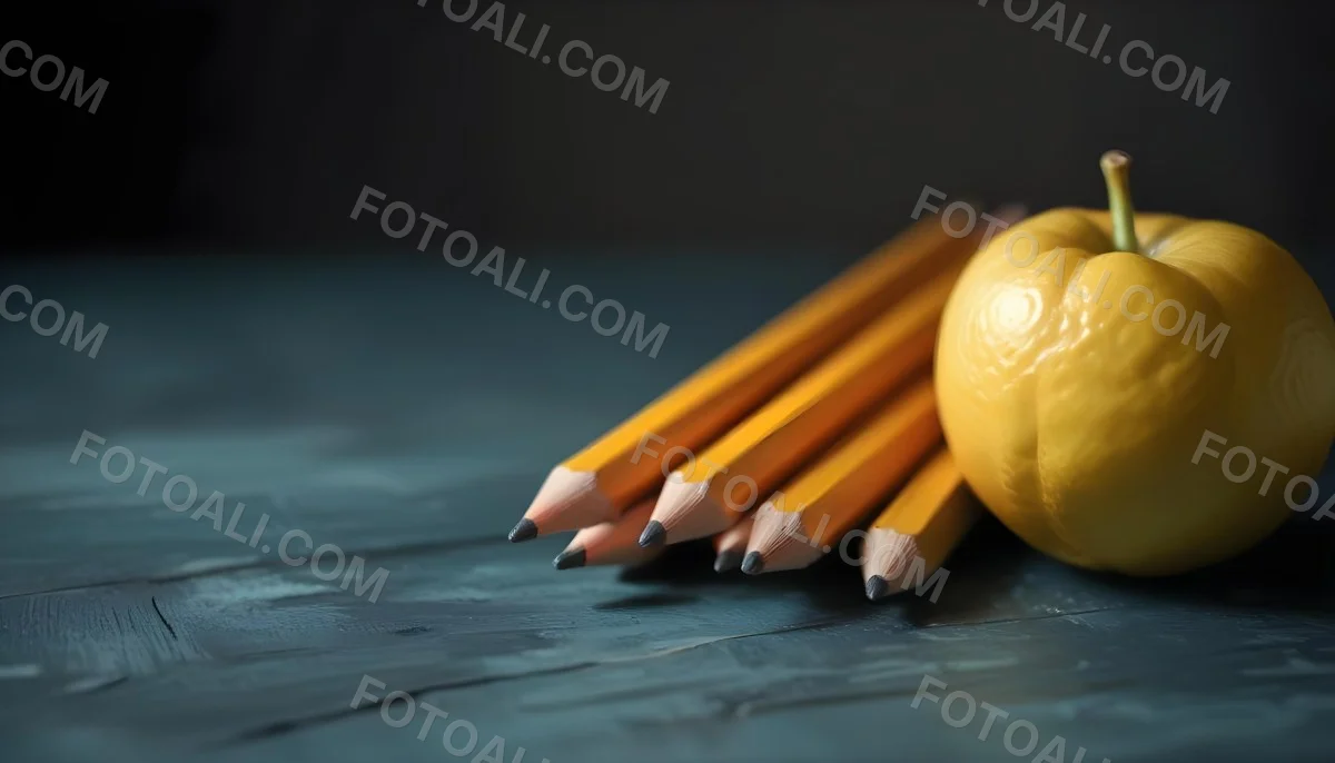 Yellow Pencils And A Lemon On A Dark Wooden Surface 5 F1c8