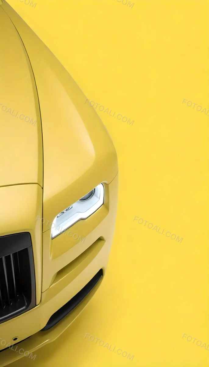 Yellow Rolls Royce Front View Headlight On Yellow Background 1 F995