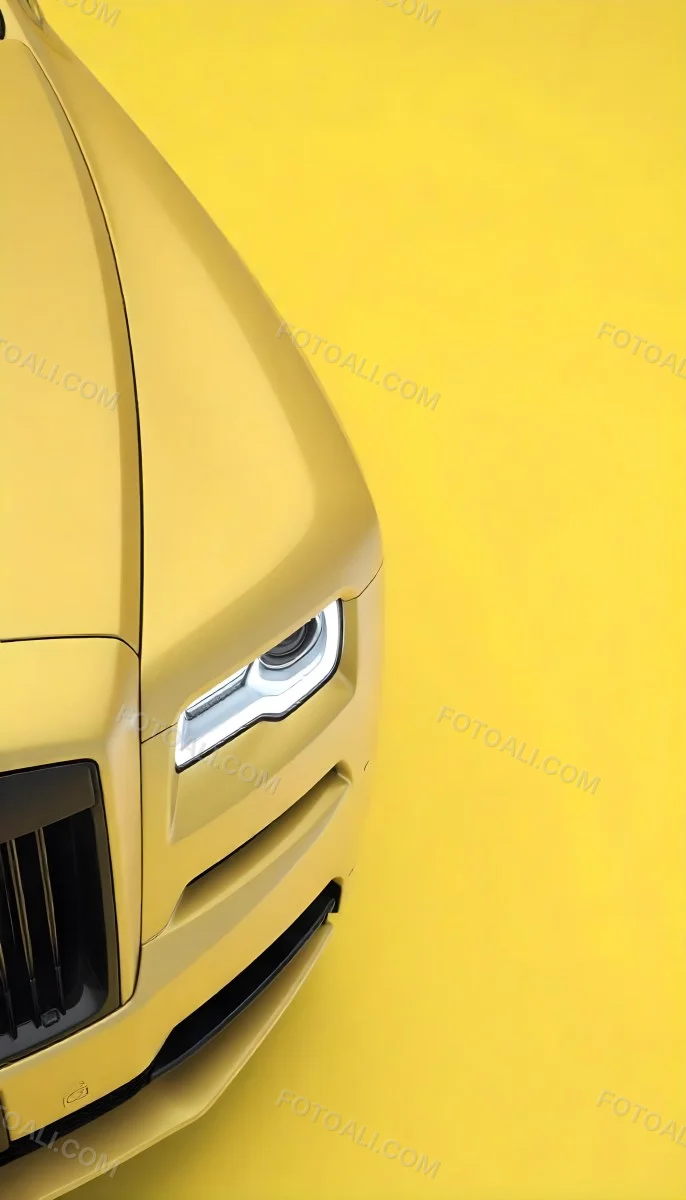 Yellow Rolls Royce Front View Headlight On Yellow Background 10 10fe