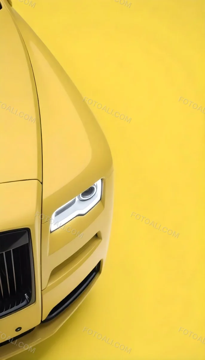 Yellow Rolls Royce Front View Headlight On Yellow Background 3 2d18