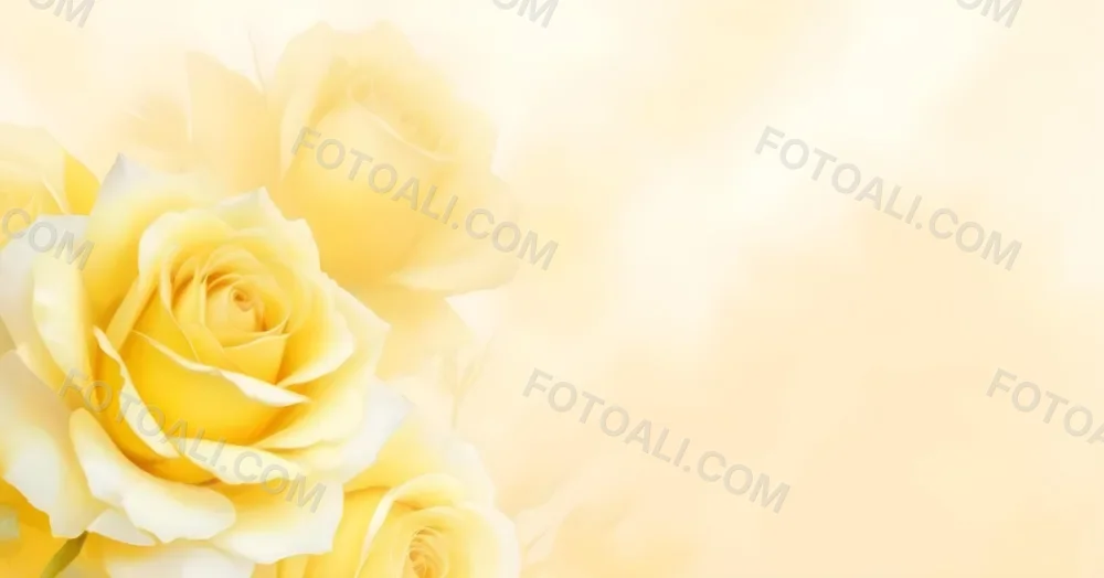 Yellow Roses In The Lower Left Corner Soft Petals Delicate Texture Bright And Cheerful Against A Soft Yellow Background Romantic And Elegant 4 2179