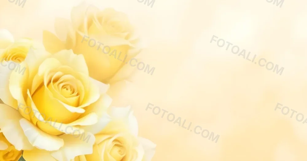 Yellow Roses In The Lower Left Corner Soft Petals Delicate Texture Bright And Cheerful Against A Soft Yellow Background Romantic And Elegant 8 Aeba