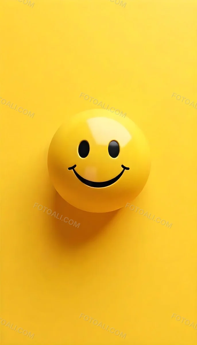 Yellow Smiley Face With Black Eyes And Mouth On A Black Background 10 508b