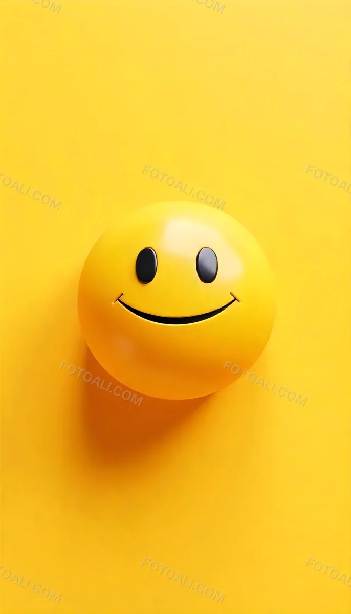Yellow Smiley Face With Black Eyes And Mouth On A Black Background 13 Ba6f