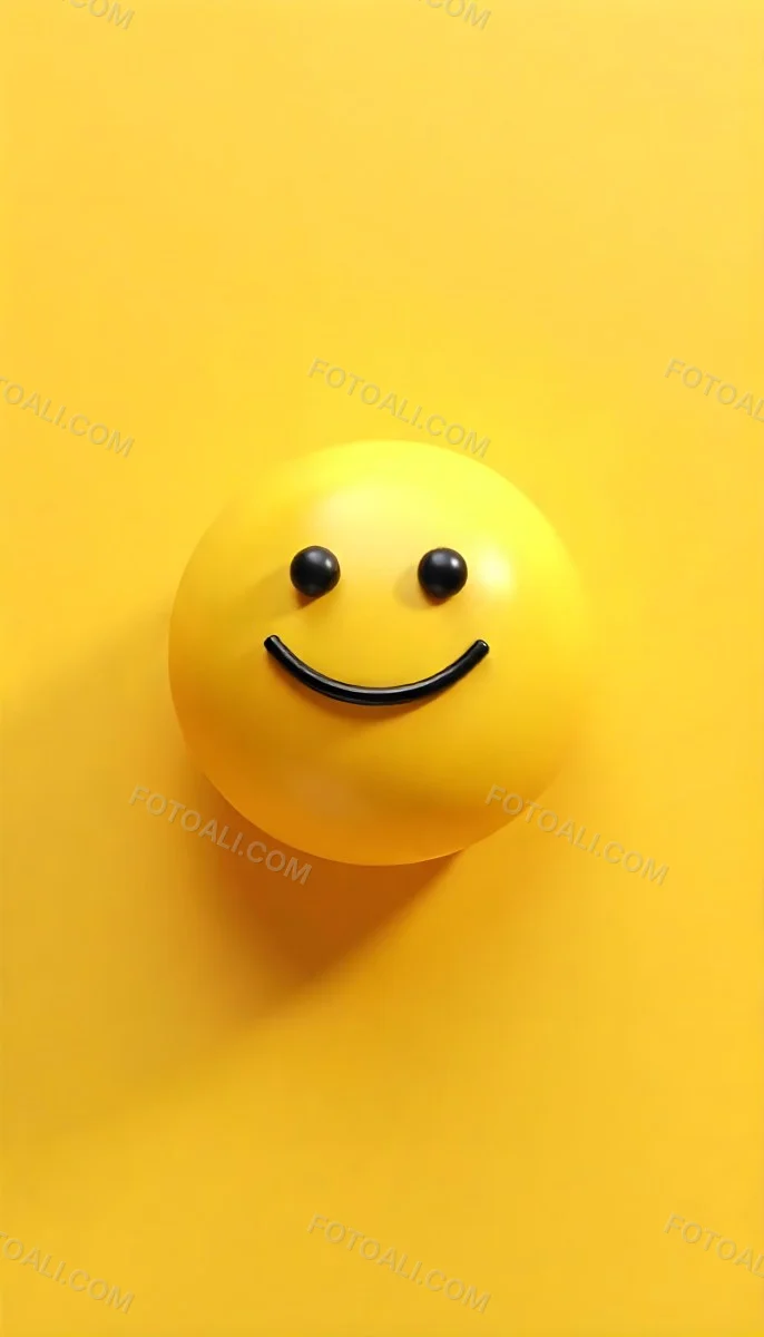 Yellow Smiley Face With Black Eyes And Mouth On A Black Background 18 269f