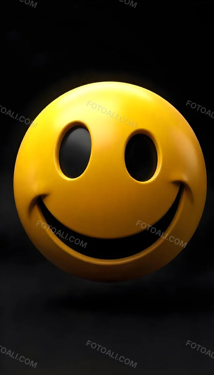 Yellow Smiley Face With Black Eyes And Mouth On A Black Background 24 8e7a