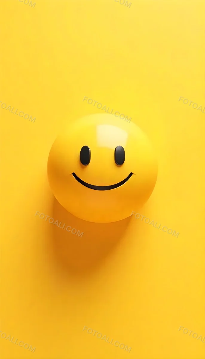 Yellow Smiley Face With Black Eyes And Mouth On A Black Background 9 B32a