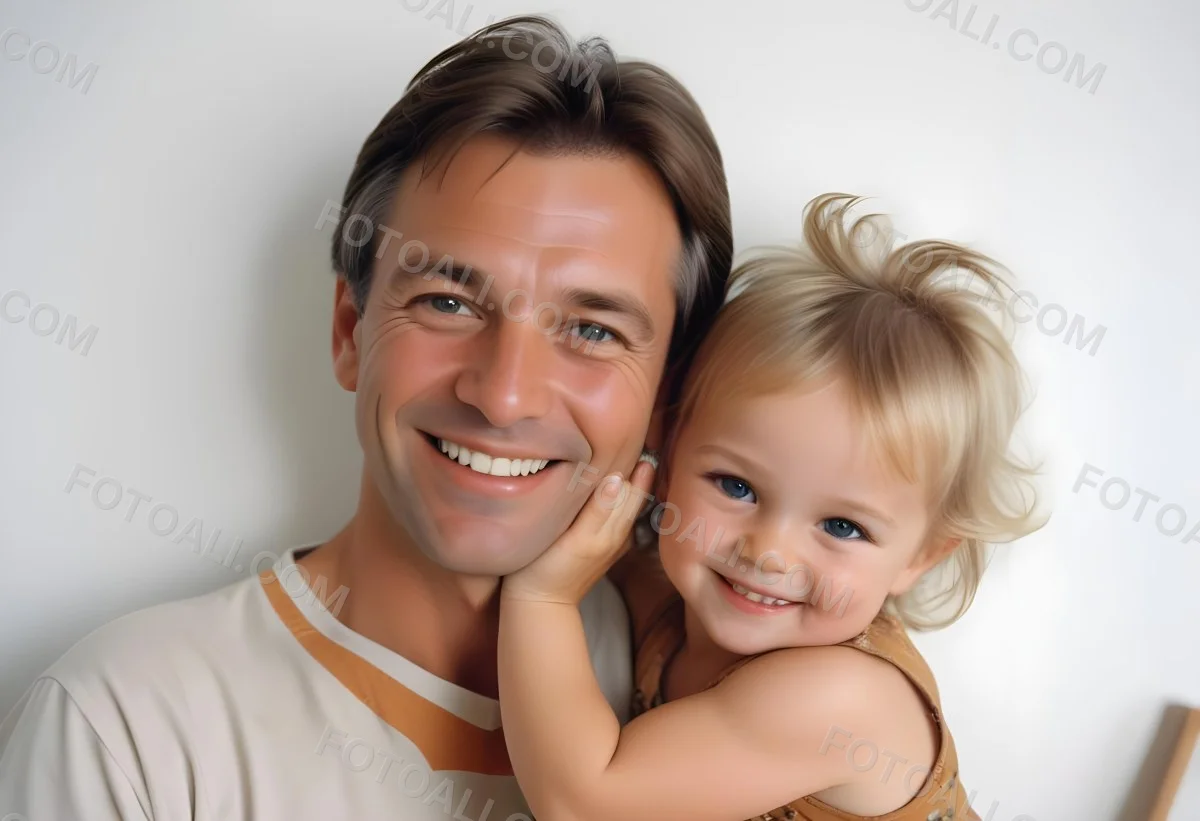 Young Caucasian Man With Short Blonde Hair And A Friendly Smile Holding A Young Blonde Toddler Girl Who Is Also Smiling In A Sunny Park 22 Adf4