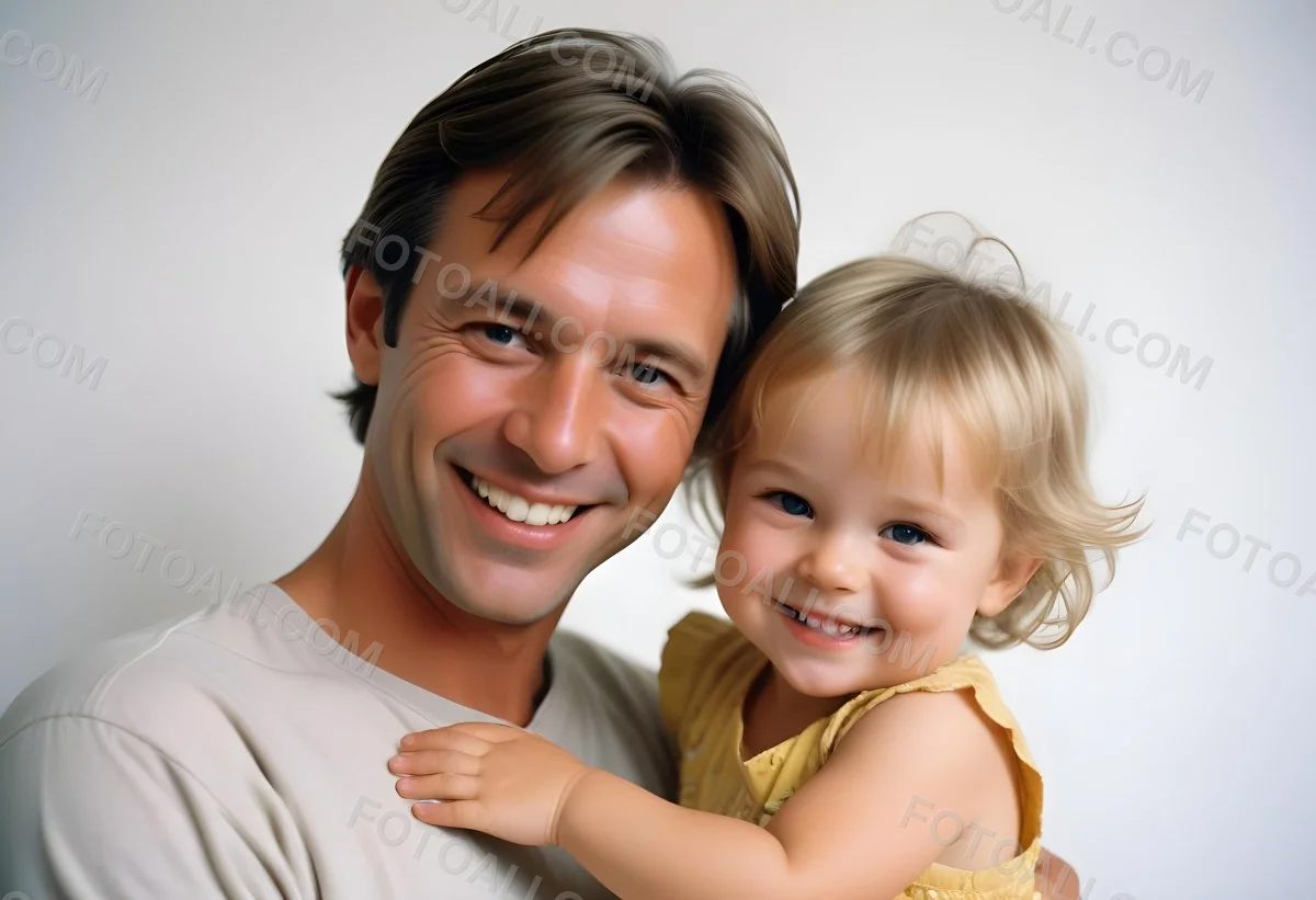 Young Caucasian Man With Short Blonde Hair And A Friendly Smile Holding A Young Blonde Toddler Girl Who Is Also Smiling In A Sunny Park 23 Ebb6