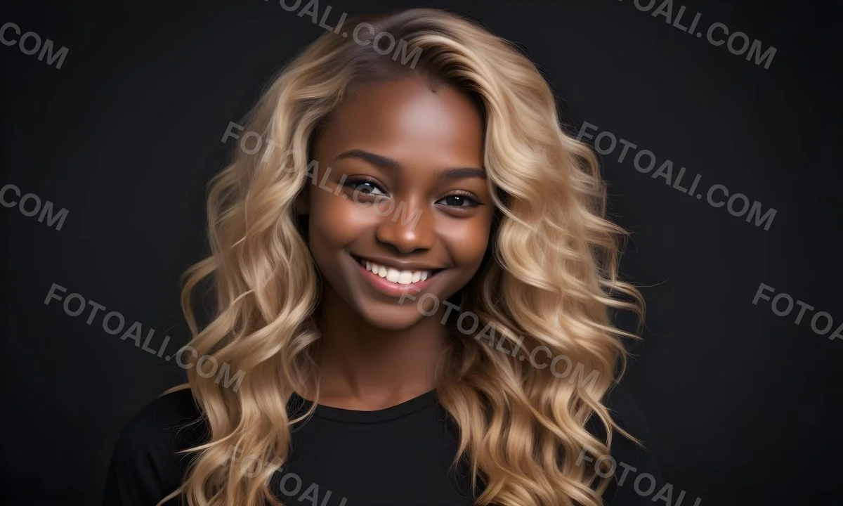 Young Caucasian Woman With Long Wavy Blonde Hair And Dark Skin Smiling Softly She Is Wearing A Black Top And Is Positioned Against A Dark Background 80 Bb7a