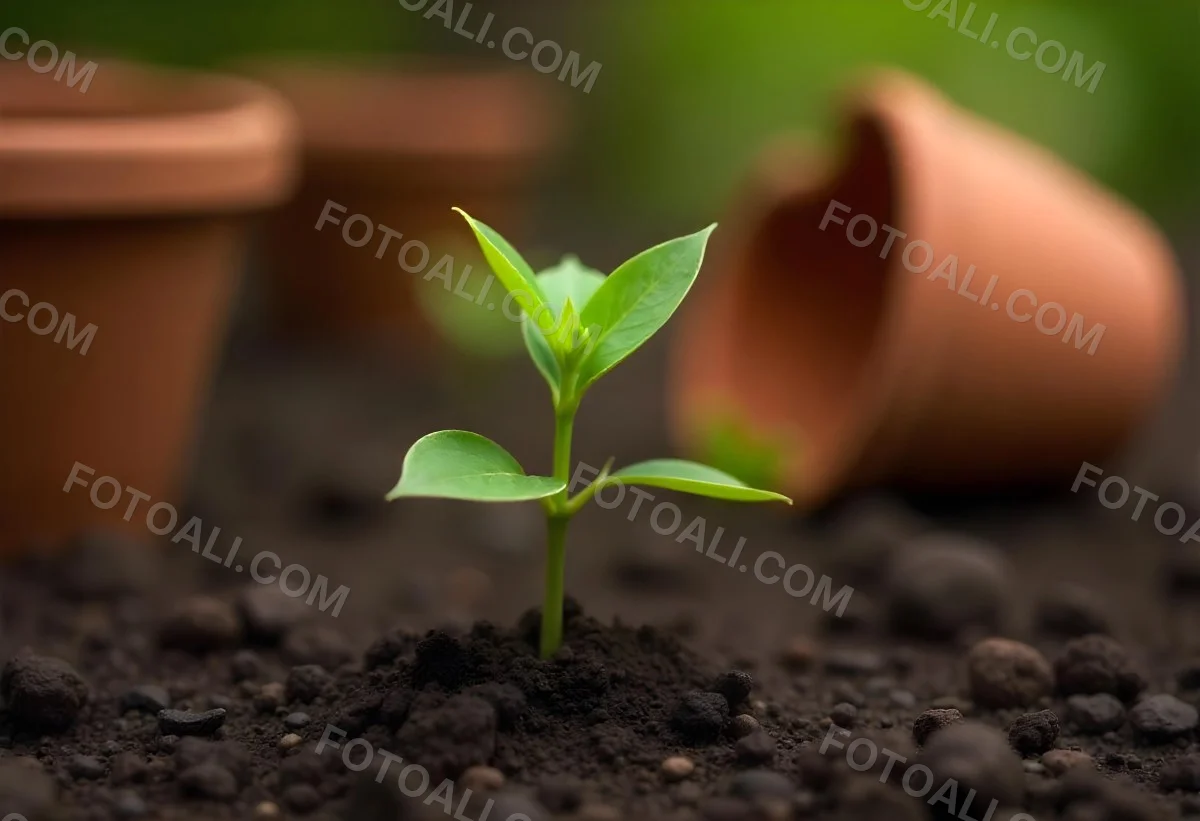 Young Green Plants Sprouting From Soil With A Broken Terracotta Pot In The Background 4 Ddf9