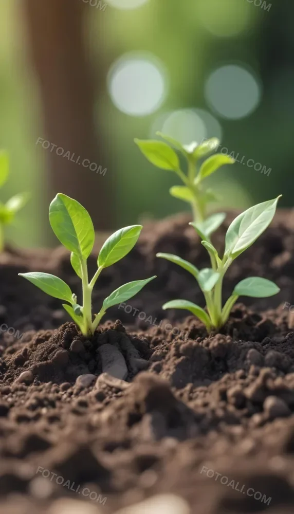 Young Green Plants Sprouting From Soil With Blurred Natural Background 11 E4f5