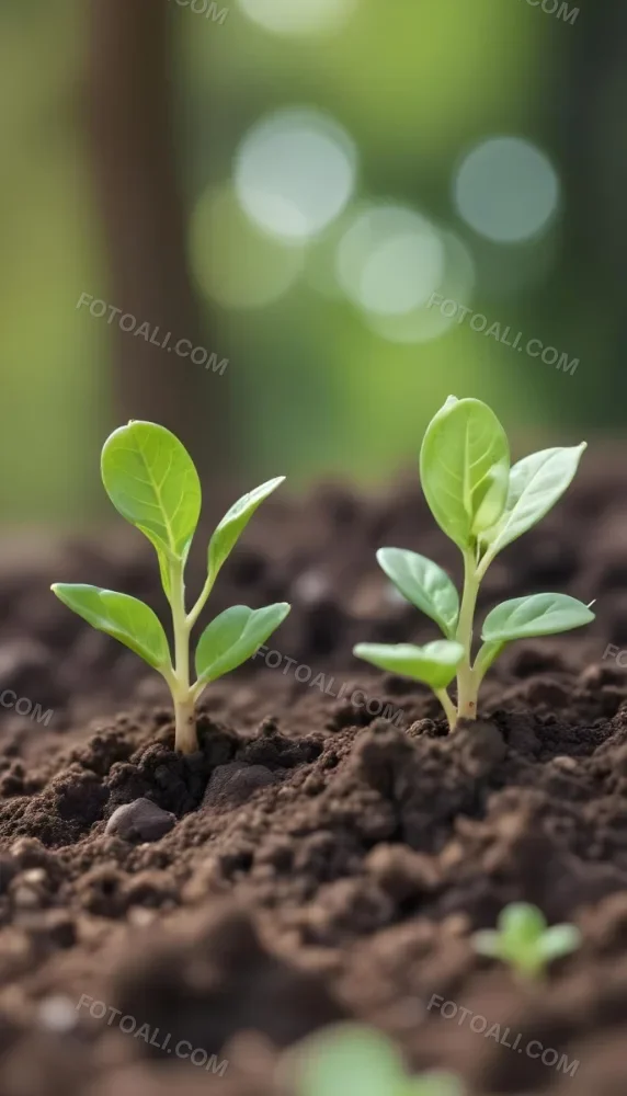Young Green Plants Sprouting From Soil With Blurred Natural Background 16 Da99