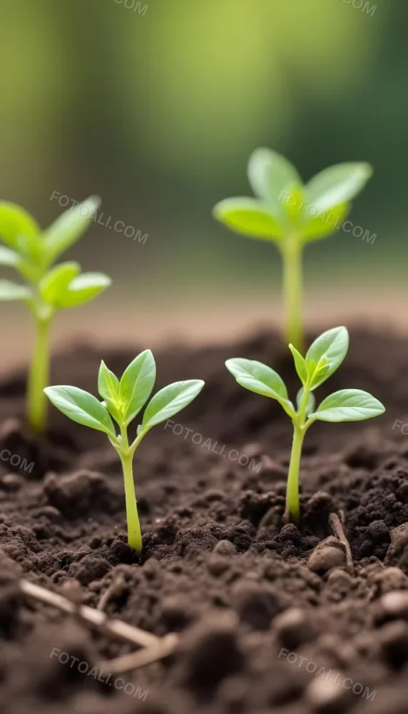 Young Green Plants Sprouting From Soil With Blurred Natural Background 2 9c7e