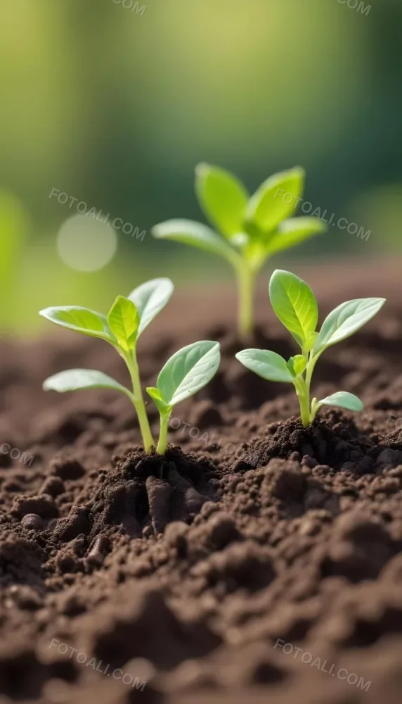 Young Green Plants Sprouting From Soil With Blurred Natural Background 4 B151