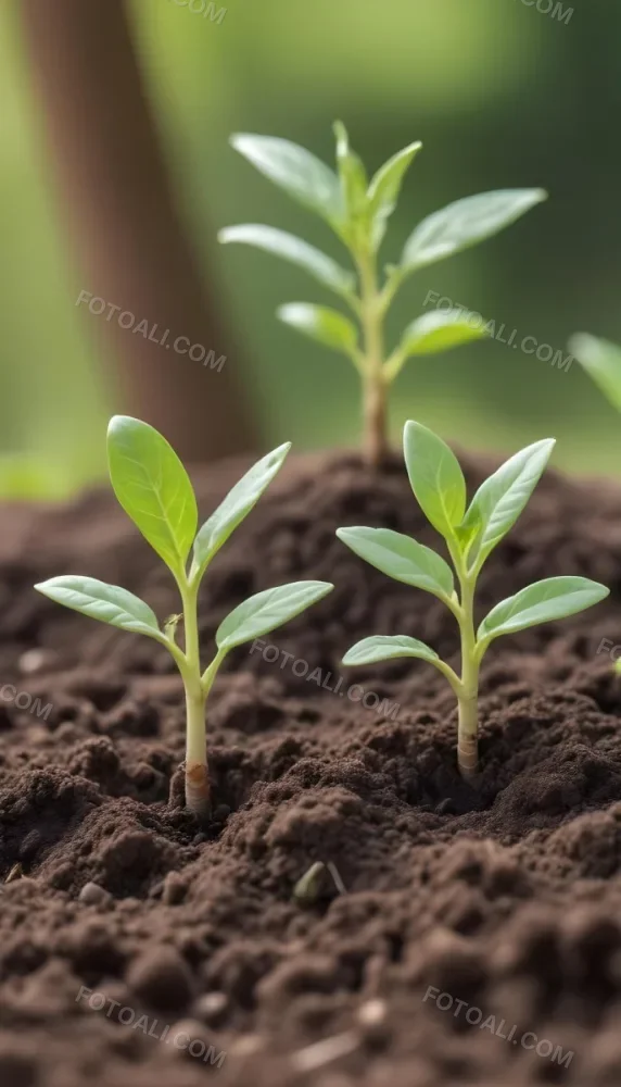 Young Green Plants Sprouting From Soil With Blurred Natural Background 6 E0d2