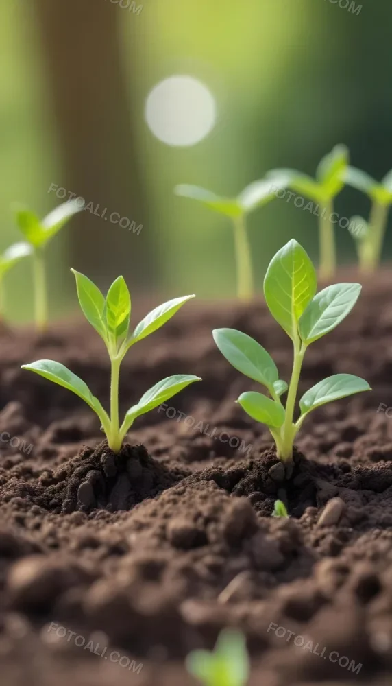 Young Green Plants Sprouting From Soil With Blurred Natural Background 8 B786