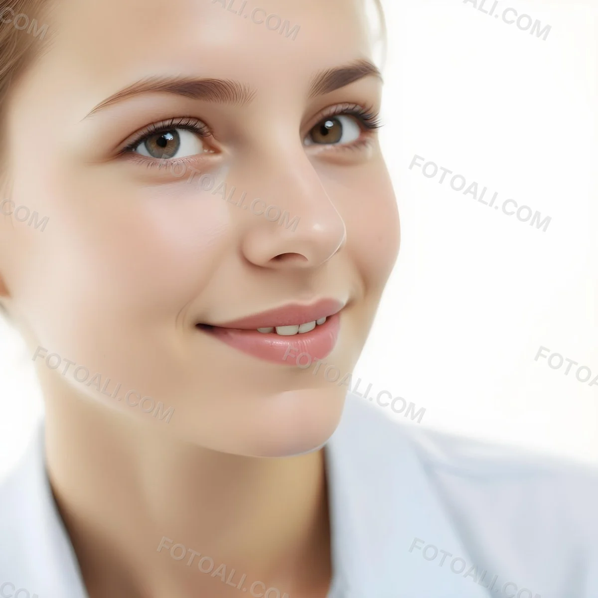 Young Woman Of Caucasian Descent Approximately 25 Years Old With Light Brown Hair And A Slight Smile She Is Wearing A Light Blue Shirt The Background Is Plain And Light Colored 23 70e2