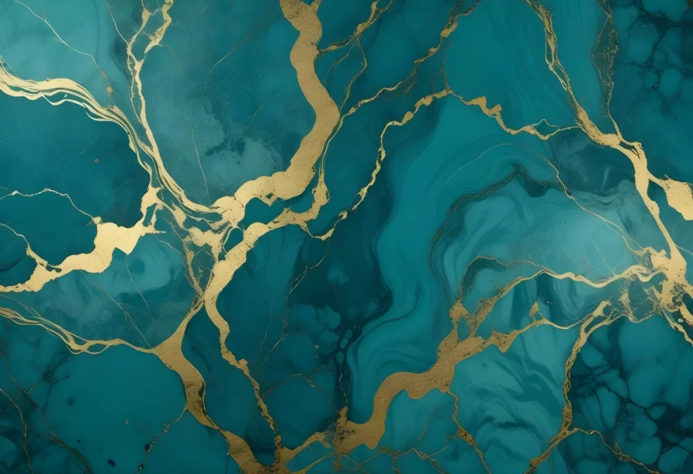 35mm Film Photography Teal And Gold Marble Texture 19 A107