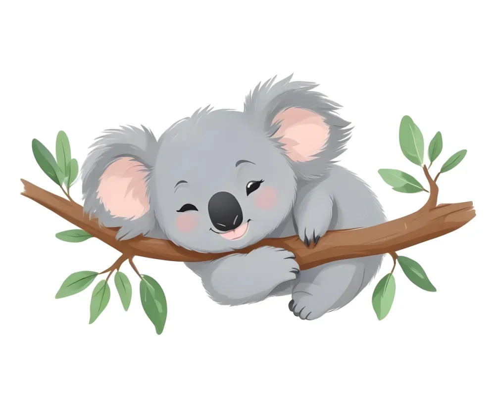 3d Model A Cute Koala Sleeping On A Tree Branch With Green Leaves The Background Is White Cartoon Style Soft Colors Vector Illustration Figure Octane Render Volumetric Highly Detailed Videogame Aesthetic 14 Fa70