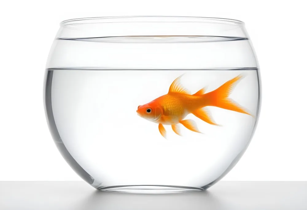 3d Model Orange Goldfish Swimming In A Clear Glass Bowl Filled With Water Set Against A Bright White Background Figure Octane Render Volumetric Highly Detailed Videogame Aesthetic 24 17c4