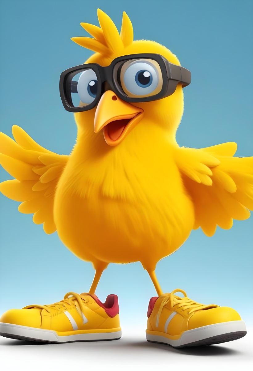 3d Model Yellow Chick With Glasses And Sneakers On A Yellow Background Figure Octane Render Volumetric Highly Detailed Videogame Aesthetic 18 9b0c