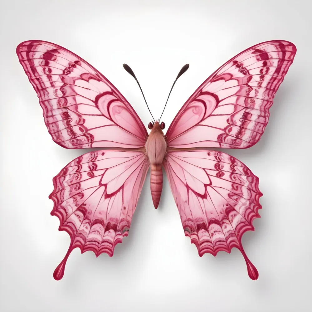 A Pink Butterfly With Symmetrical Wings Detailed Patterns And Delicate Antennae Set Against A Clean White Background Creating A Vibrant And Eye Catching Design 21 7b92