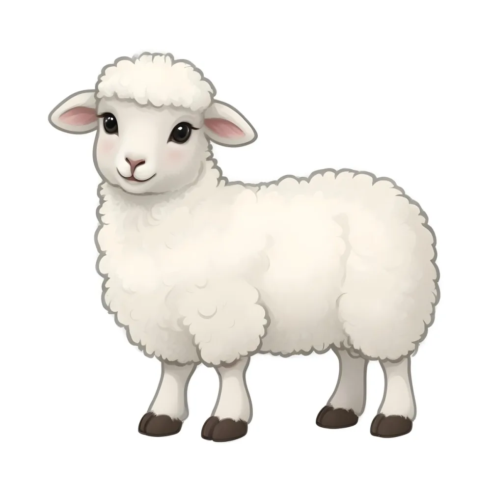 A Young White Lamb With Fluffy Wool Standing On A Plain Background 1