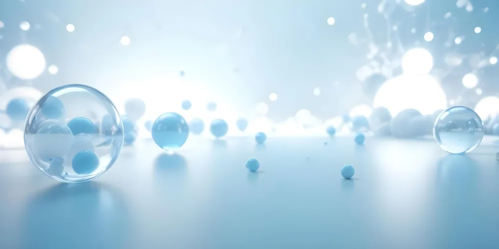 Abstract Background With Light Blue And White Tones With A Blurred Effect Creating A Soft And Dreamy Atmosphere With Some Transparent Spheres In The Foreground 19 35a2