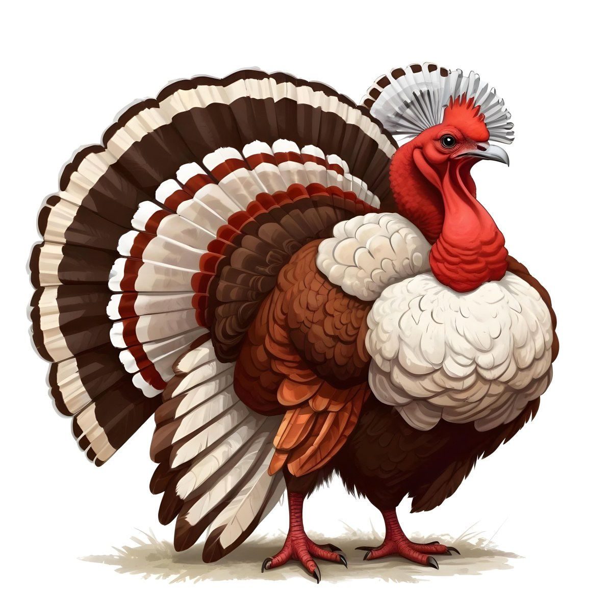 A Colorful Turkey With A Large Colorful Tail Feathers And A Red Wattle On Its Head Standing On A Plain Background 15 5cb9