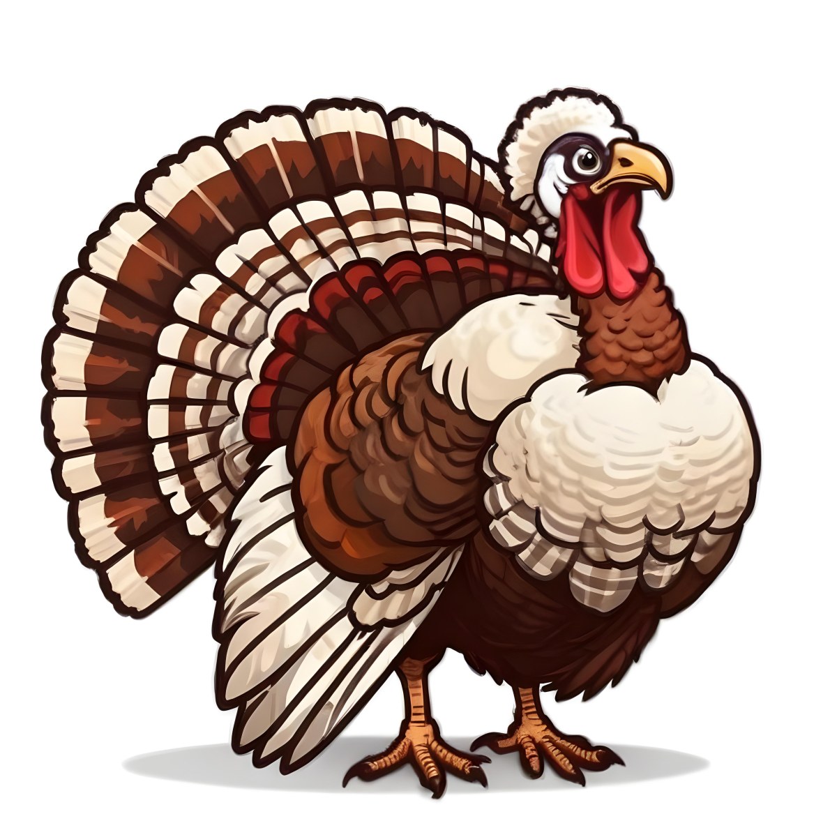 A Colorful Turkey With A Large Colorful Tail Feathers And A Red Wattle On Its Head Standing On A Plain Background 19 68ec
