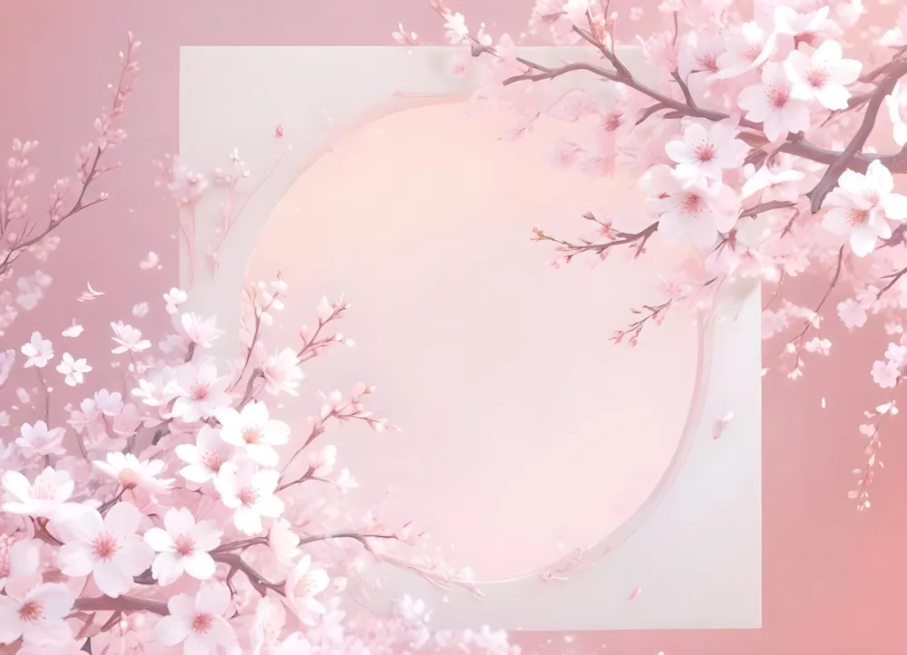 3d Model A Pink And White Floral Frame With Cherry Blossoms Soft Pastel Colors And A Dreamy Ethereal Quality Perfect For Spring Themed Designs And Backgrounds Figure Octane Render Volumetric Highly Detailed Vide 16 D7fd