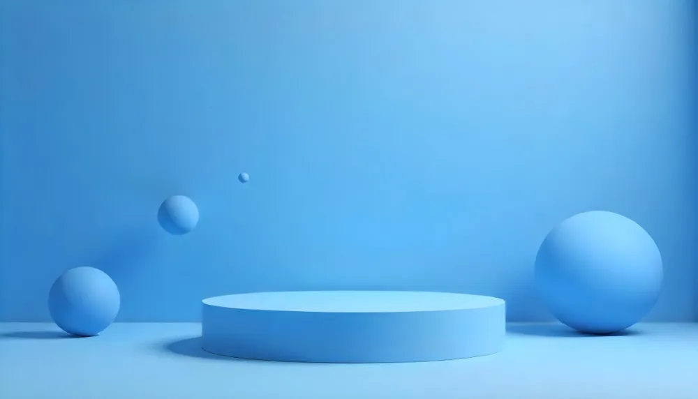 A Blue Podium With A Blue Background And Blue Spheres Floating Around Product Display Minimalist Design Clean And Modern Aesthetic Soft Lighting Smooth Textures 8 Ba0b