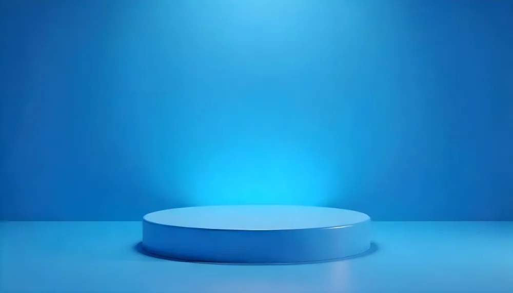 A Blue Podium With A Neon Light On A Blue Background Product Display Presentation Platform Studio Shot Minimalist Design Modern Aesthetic Clean Lines 21 51f7