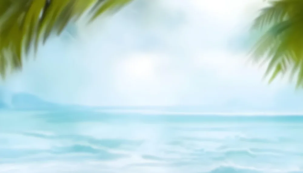 A Blurred Image Of A Tropical Beach With Turquoise Water And White Sand Palm Trees In The Foreground Sunny Day 19 436a