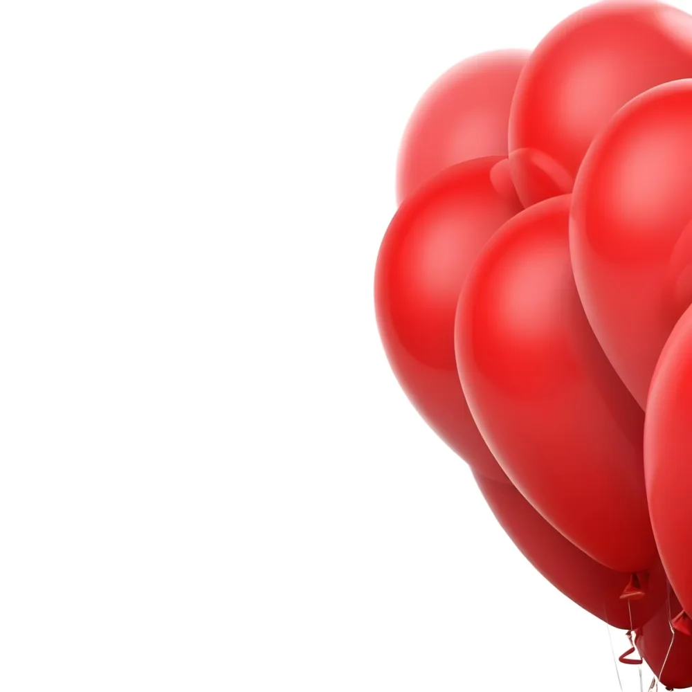 A Bunch Of Red Balloons With A White Background The Balloons Are Grouped Together And Filling The Right Side Of The Image 11 00eb