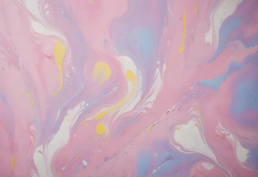 A Close Up View Of A Pink And White Marbled Or Speckled Fabric Or Textile Material Featuring Blue And Yellow Marbled Or Speckled Patterns With A Smooth Finish Set Against A Wooden Background 4 D615