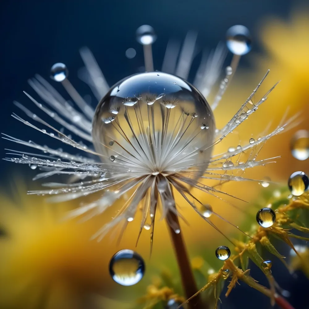 A Dandelion Seed With Water Droplets Macro Photography Intricate Details Sharp Focus Shallow Depth Of Field Vibrant Colors Bokeh Background Nature Photography Dew Drops Close Up Shot 10 Ca15