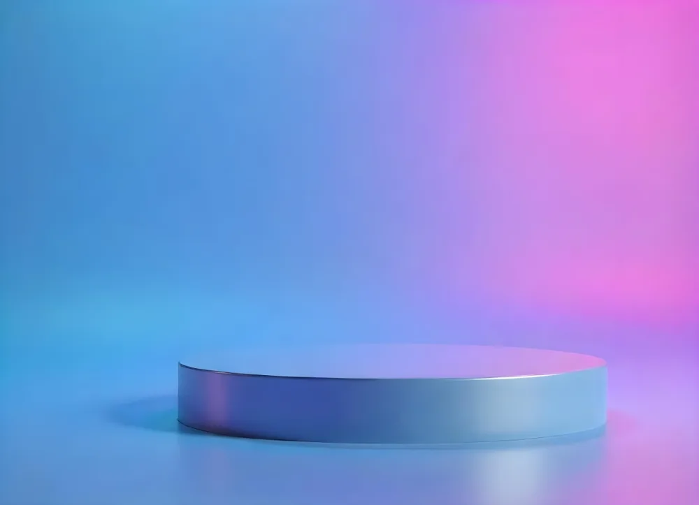 A Metallic Round Platform In A Blue And Purple Gradient Background Studio Lighting Product Display Minimalist Design Modern Aesthetic Clean Presentation 18 84a0