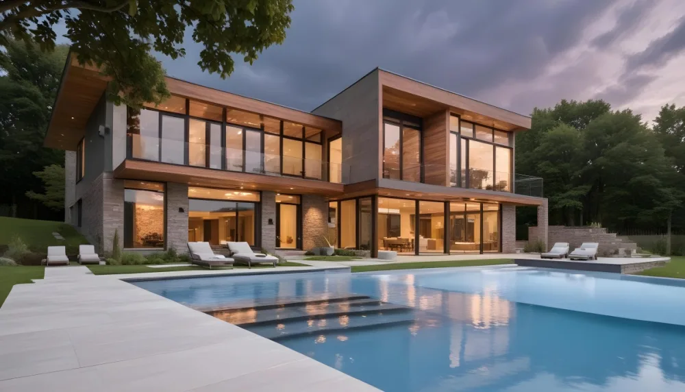 A Modern Tropical Resort With A Large Swimming Pool Surrounded By Palm Trees And Other Lush Vegetation The Resort Has A Contemporary Architectural Style With Clean Lines And Large Windows There Are Several Peo 32 3e46