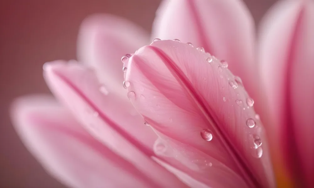 A Pink Tulip Petal With Water Drops On A Blurred Background Close Up Macro Shot Soft Lighting Gentle And Delicate 27 17b7